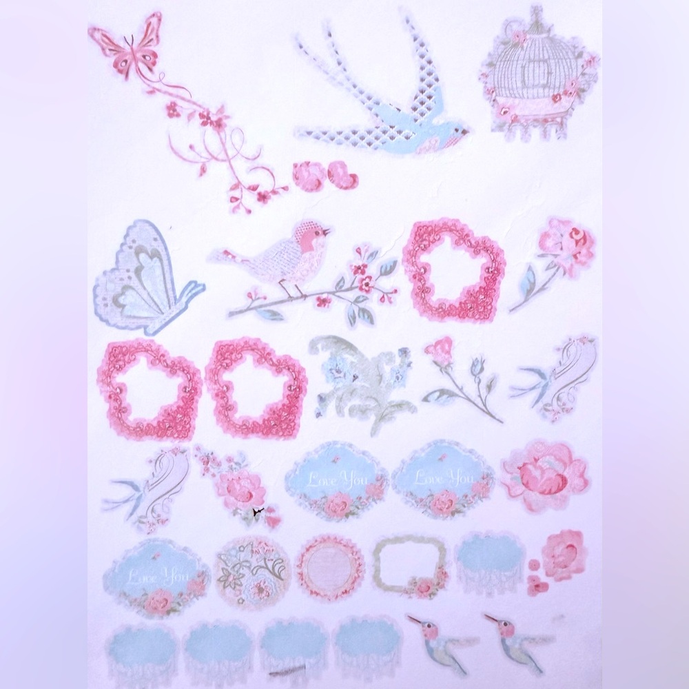 Charming Pastel Bird and Floral Stickers